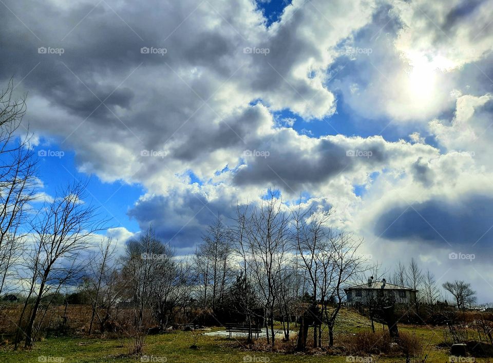 changing clouds and sunshine in springtime