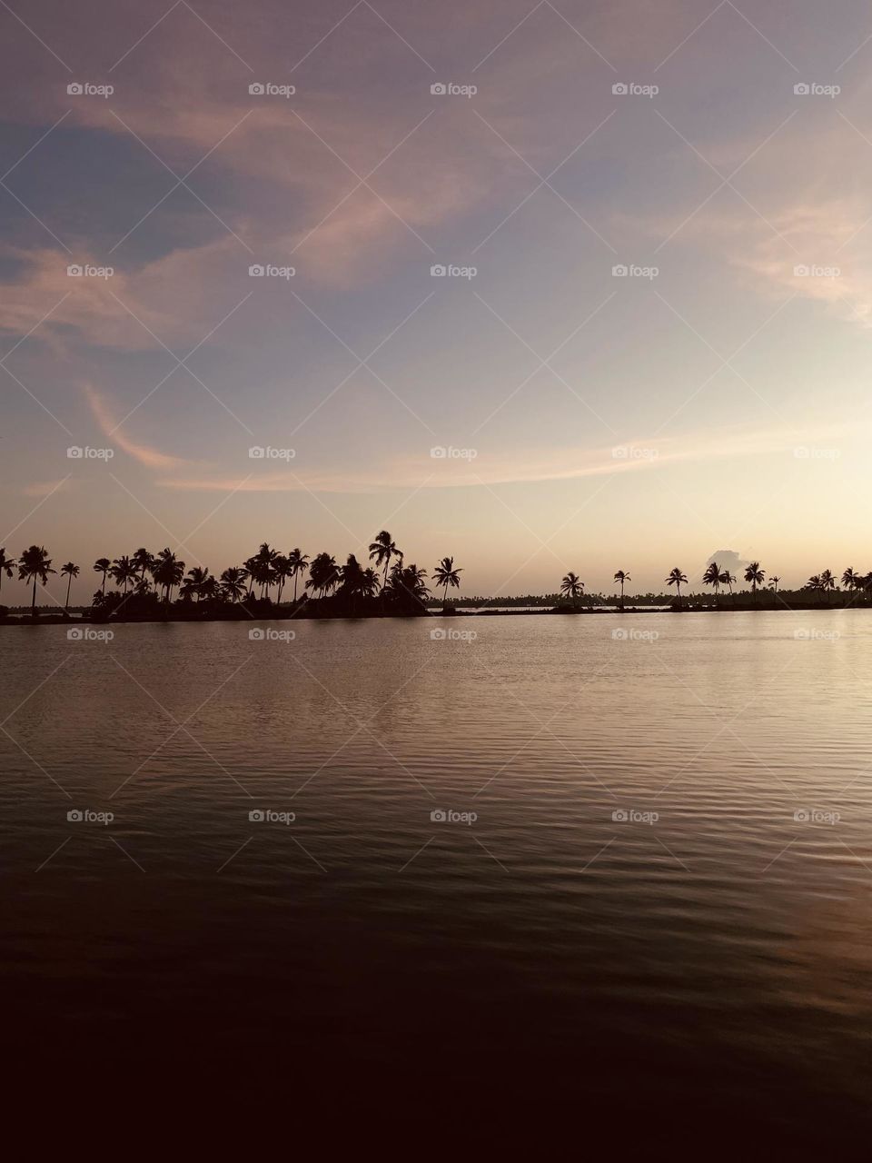 Sunset view in a lake 