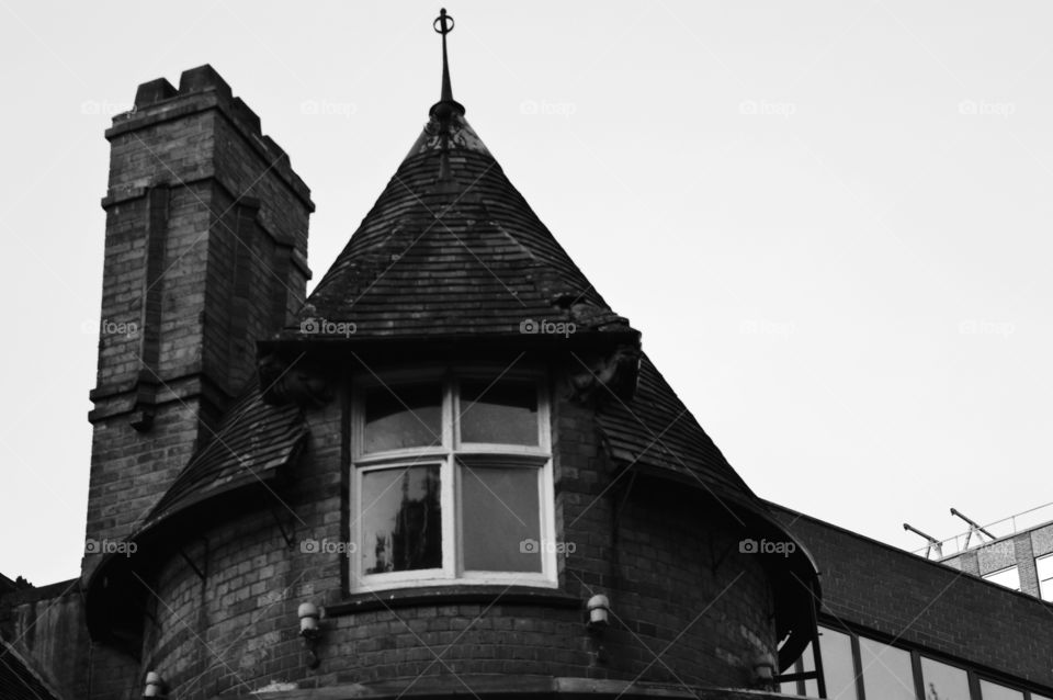 black and white architecture. English old architecture