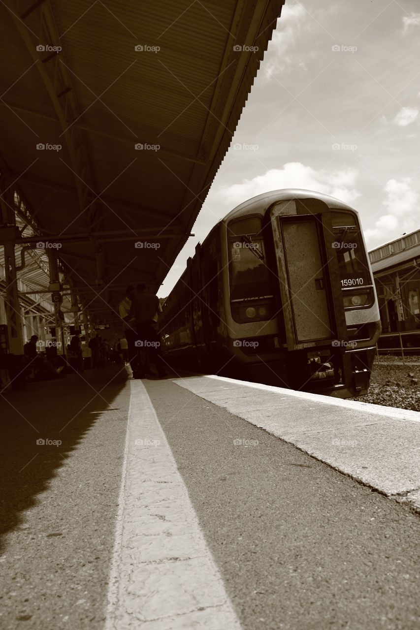 train in sepia