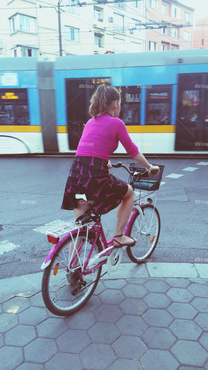 a woman who rides a bicycle 🚲. Paris came to Sofia