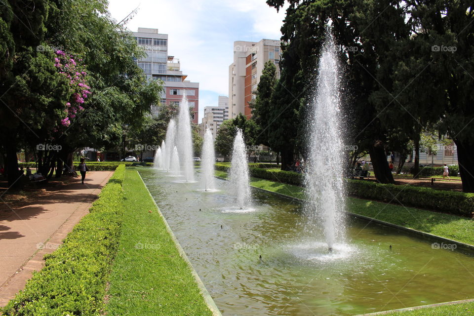 Park with water fountain (spring)