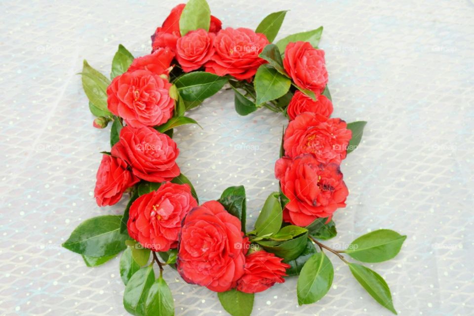 Red Camellia  - flower crown