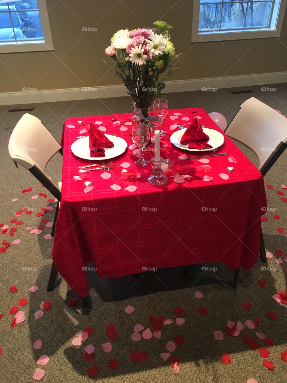 Set table for valentines 