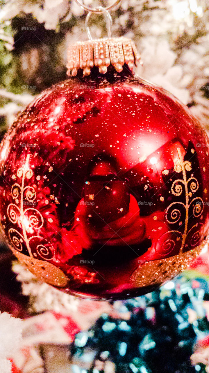 a magical red hoilday Christmas selfie