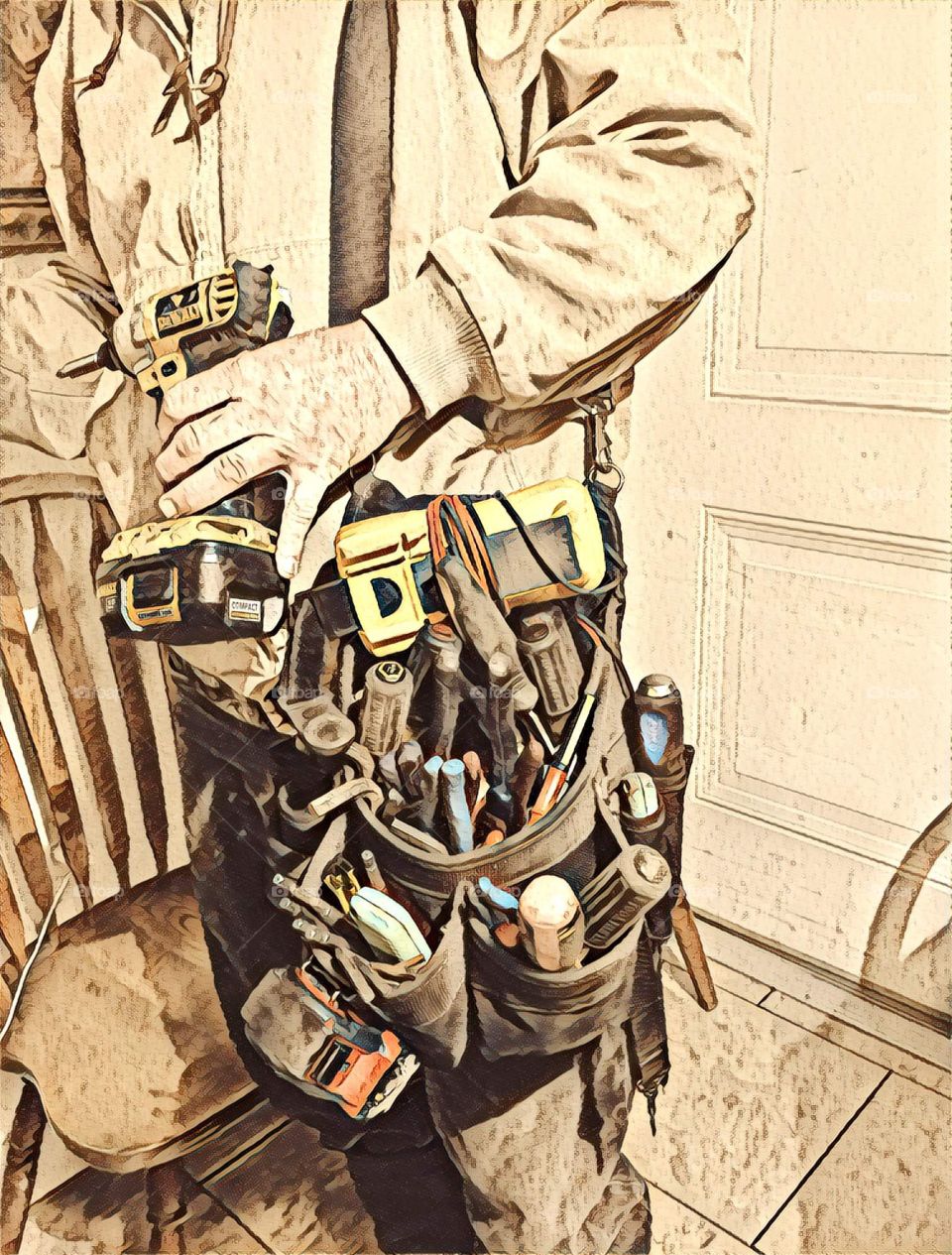 Maintenance man tool belt done with prisma 