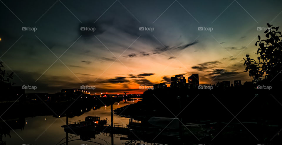 Sunset is one of the most beautiful phenomena. A magnificent sunset over Glasgow.