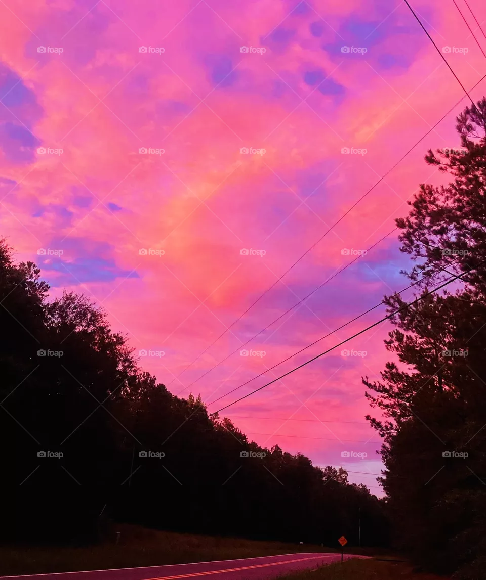 Summer sunset sky