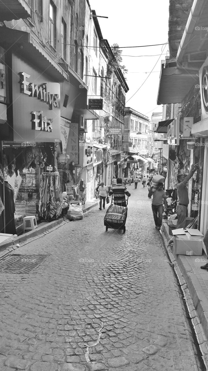 istanbul streets. people walking and working in istanbul