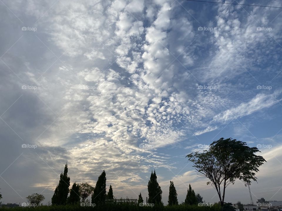 Painted sky with clouds 