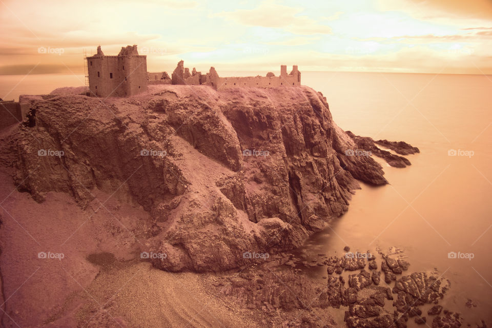 Dunnottar castle during sunset