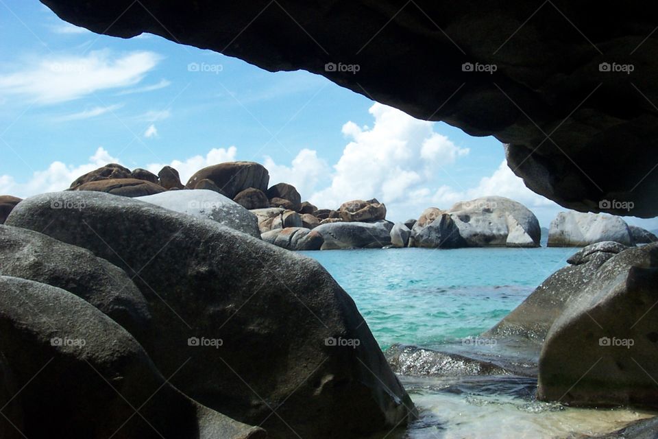 Amazing Caribbean Pond inside caves in the Rocks Virgin Islands