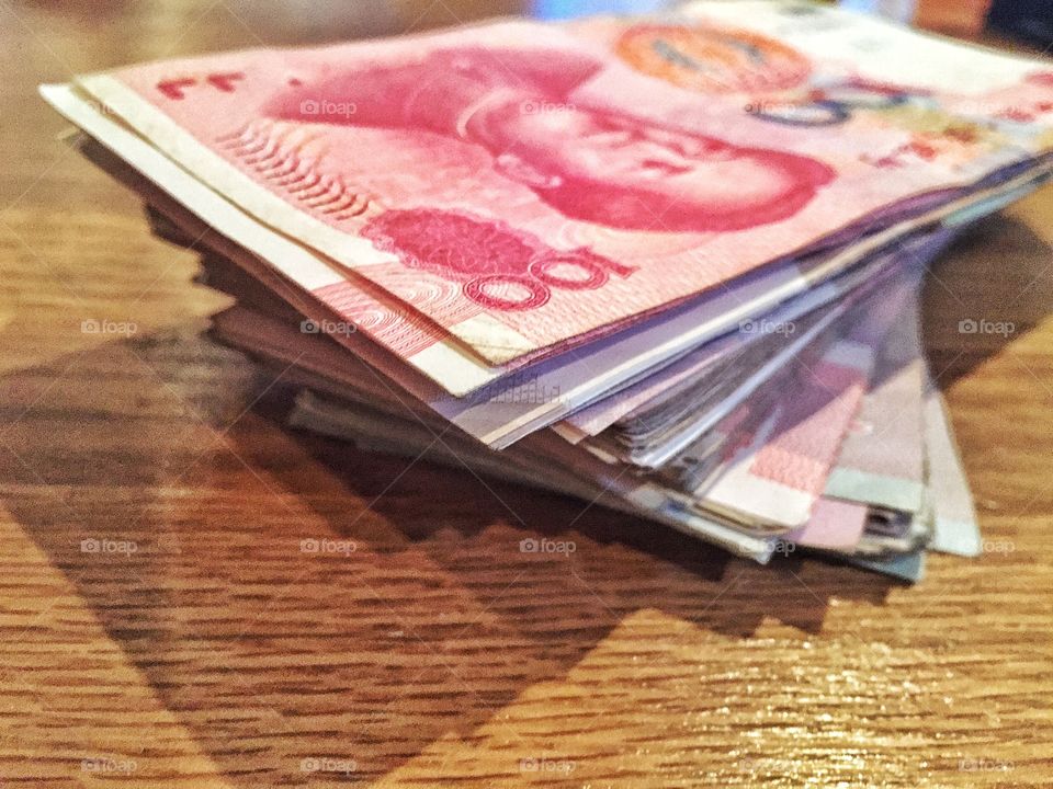 Close-up of chinese yuan note