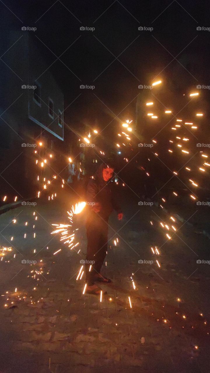 Spontaneous shot celebrates a random vibrant light shape