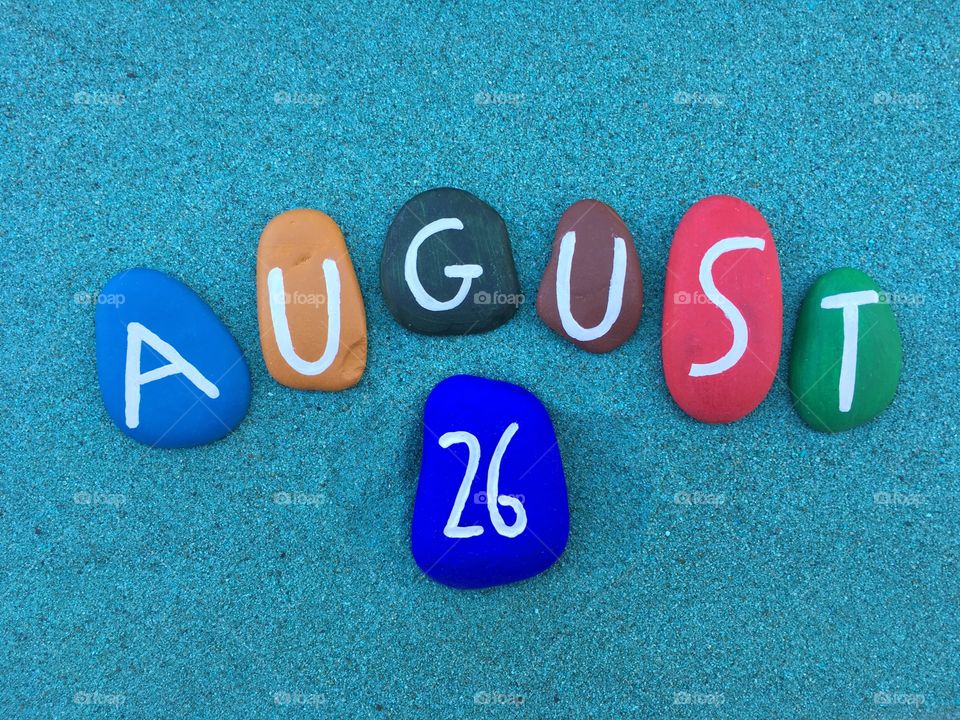 26 August, calendar date on colored stones 