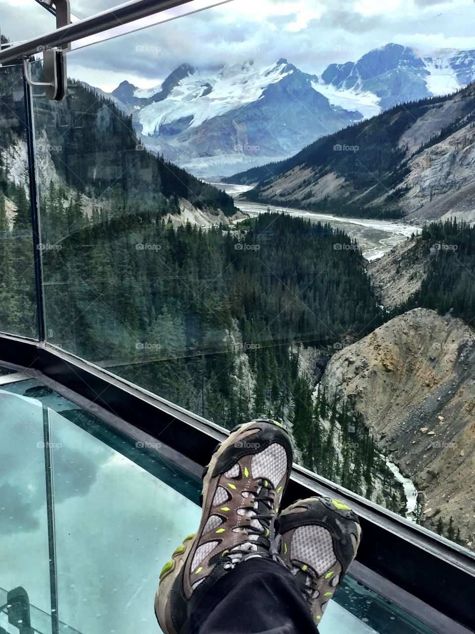 View from the Glacier Skywalk on the Ice Fields Parkway near Jasper, Alberta,Canada. 