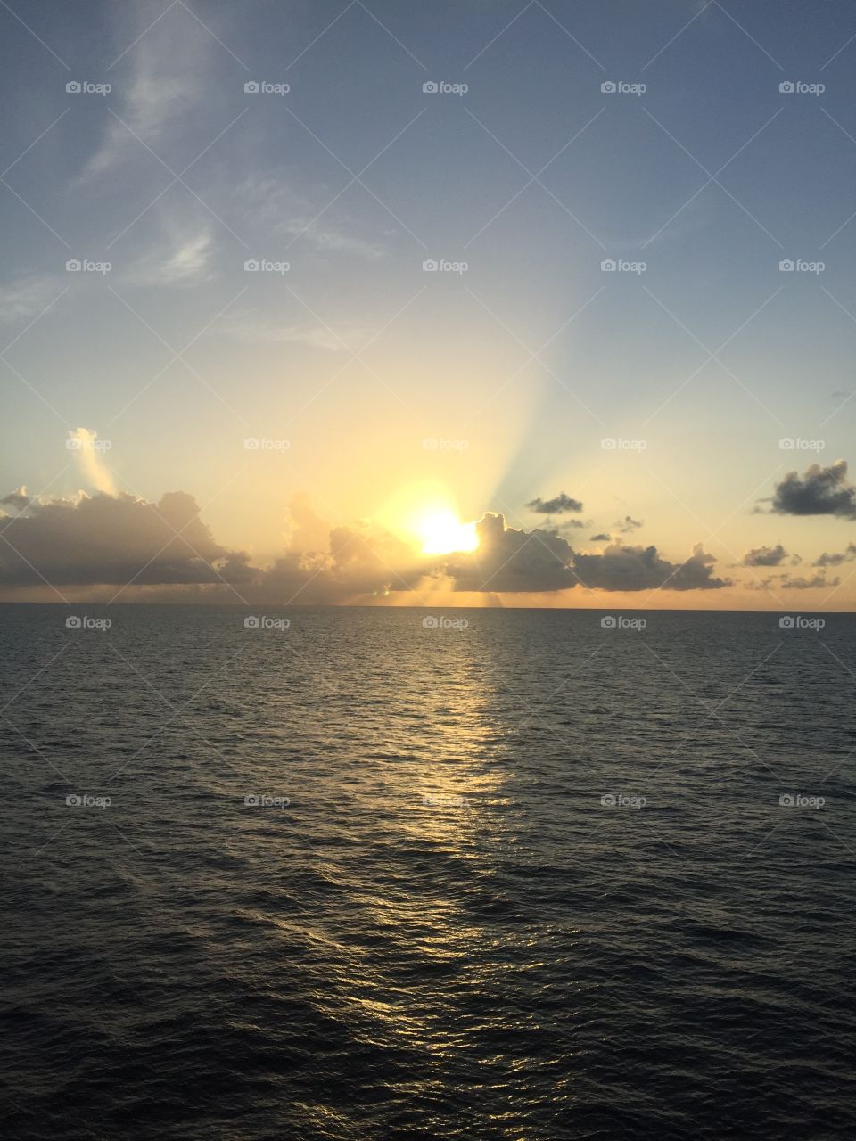 Gulf of Mexico sunset 100 miles offshore 