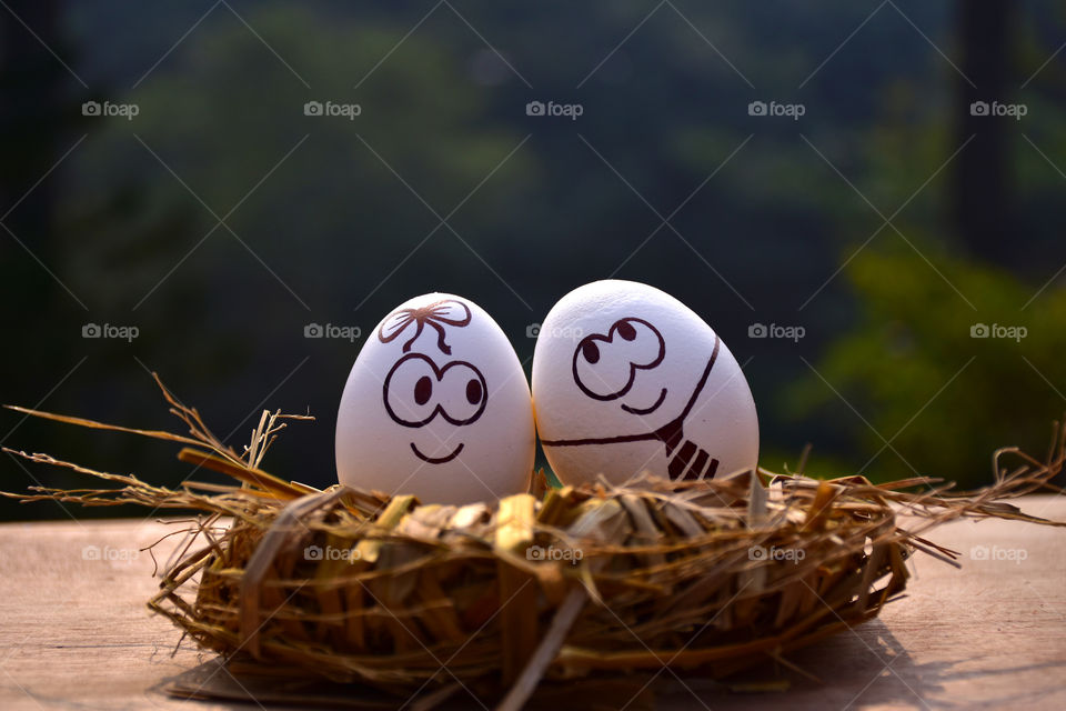 Egg couple in love