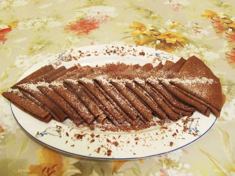 Chocolate crape or pancakes