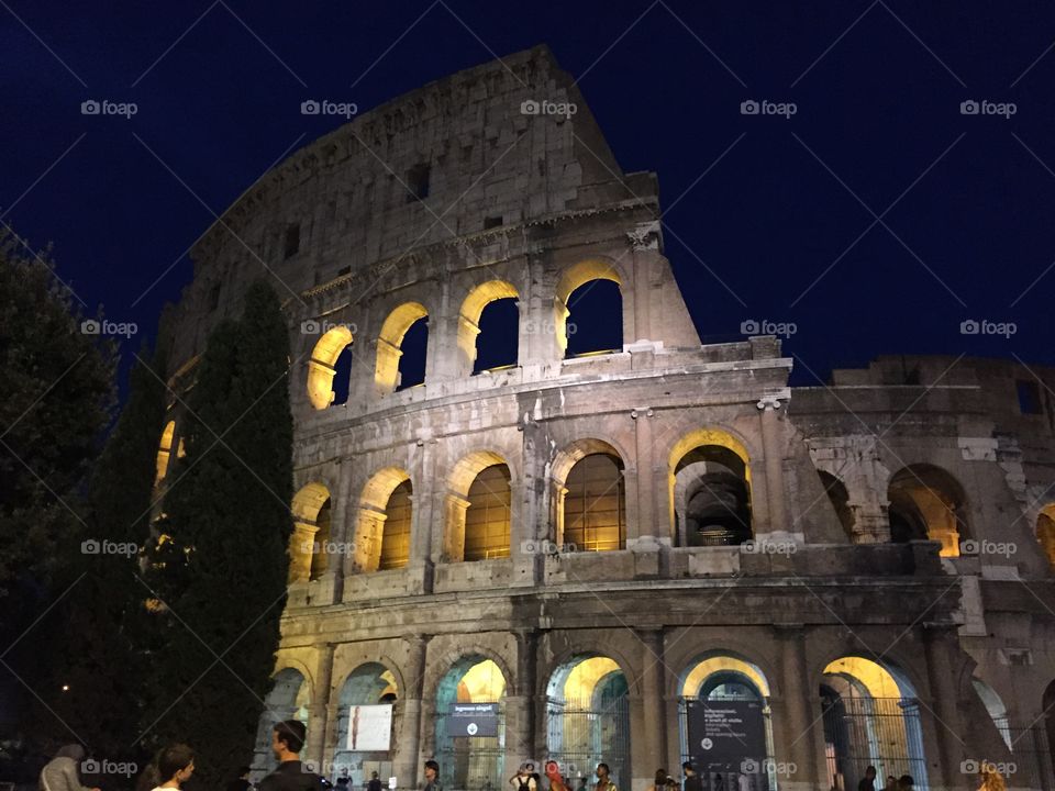 The Colosseum Rome  . The colosseum at night in Rome.