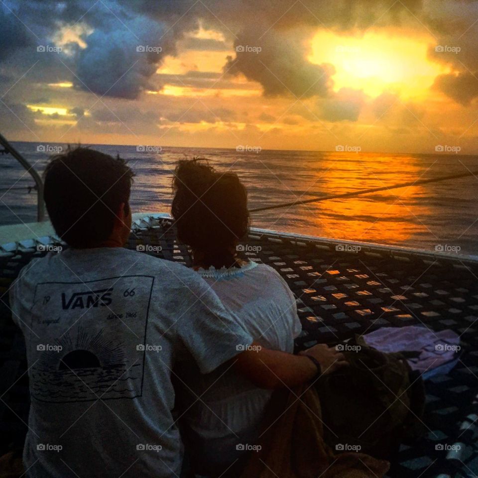 Beautiful sunset on our way back from a snorkeling adventure under the famous Pitons at St. Lucia. 