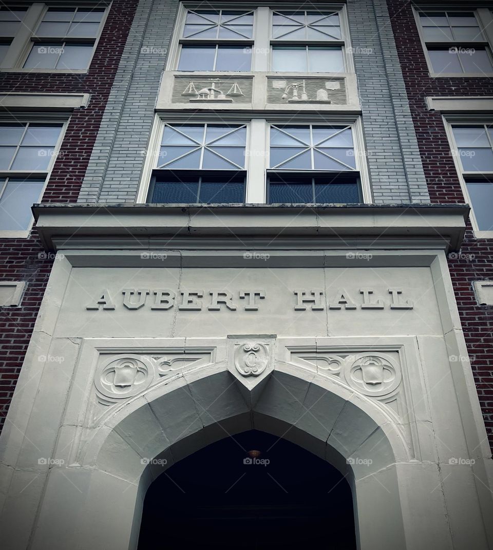 A college chemistry building’s entryway at the University of Maine.