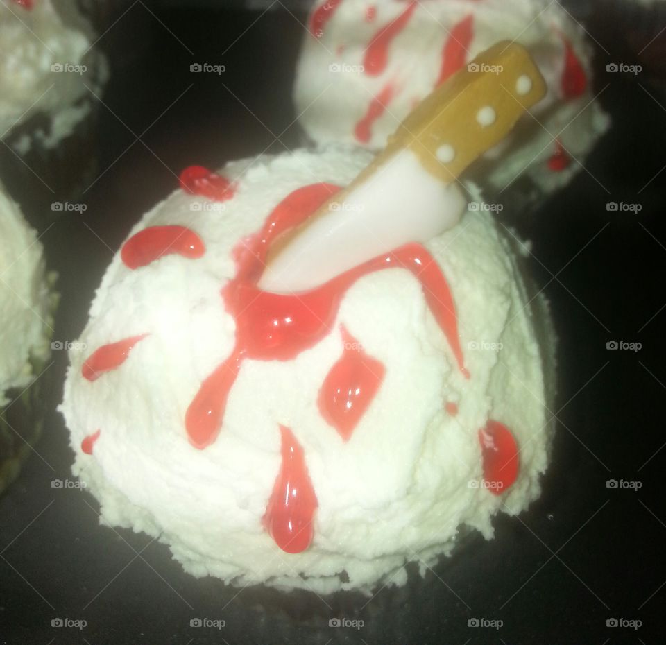Psychopath cupcakes for Halloween bake sale