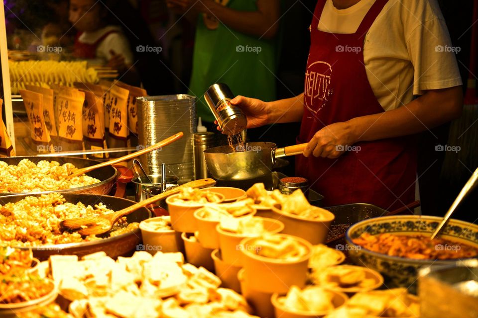 A click from a food street in Shenzhen city of China.