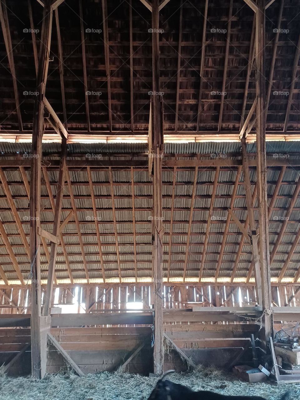 inside of a well made old barn