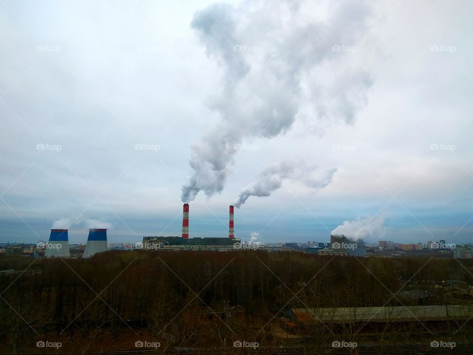 Industrial landscape, factory, power plant