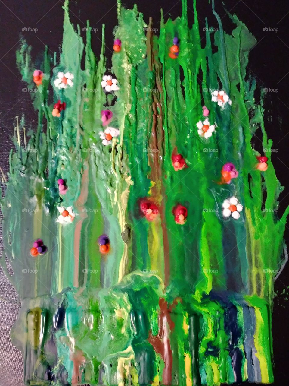 Creative Textures: Melted Crayons into a garden