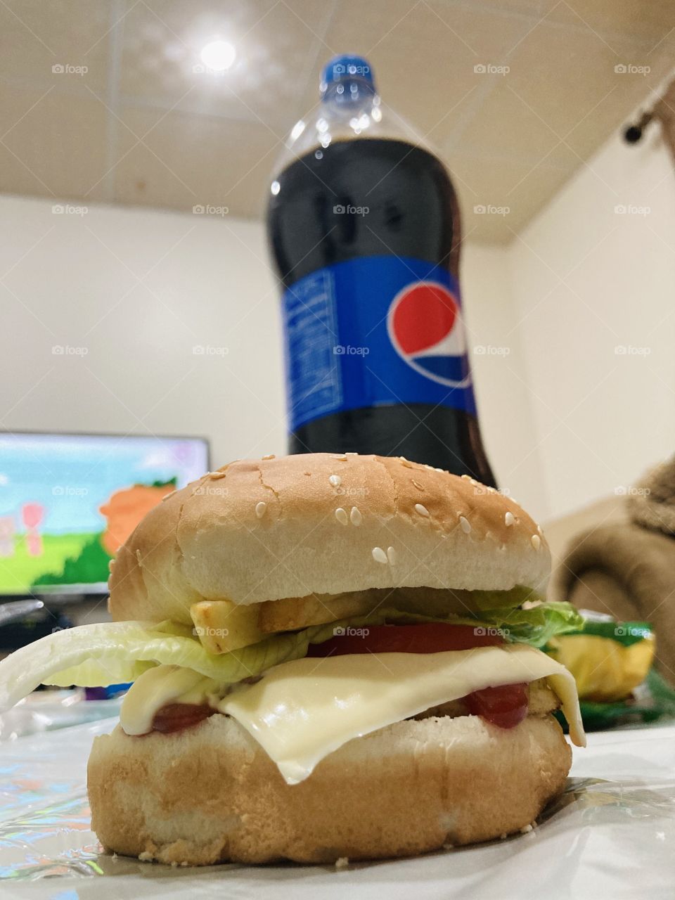 Burger and pepsi in the house 