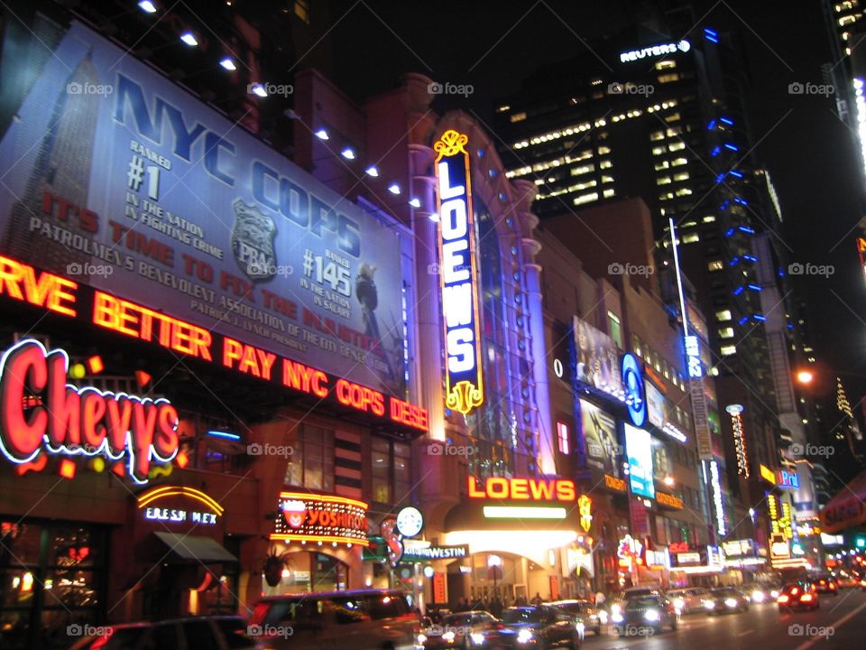 Manhattan streets at night
