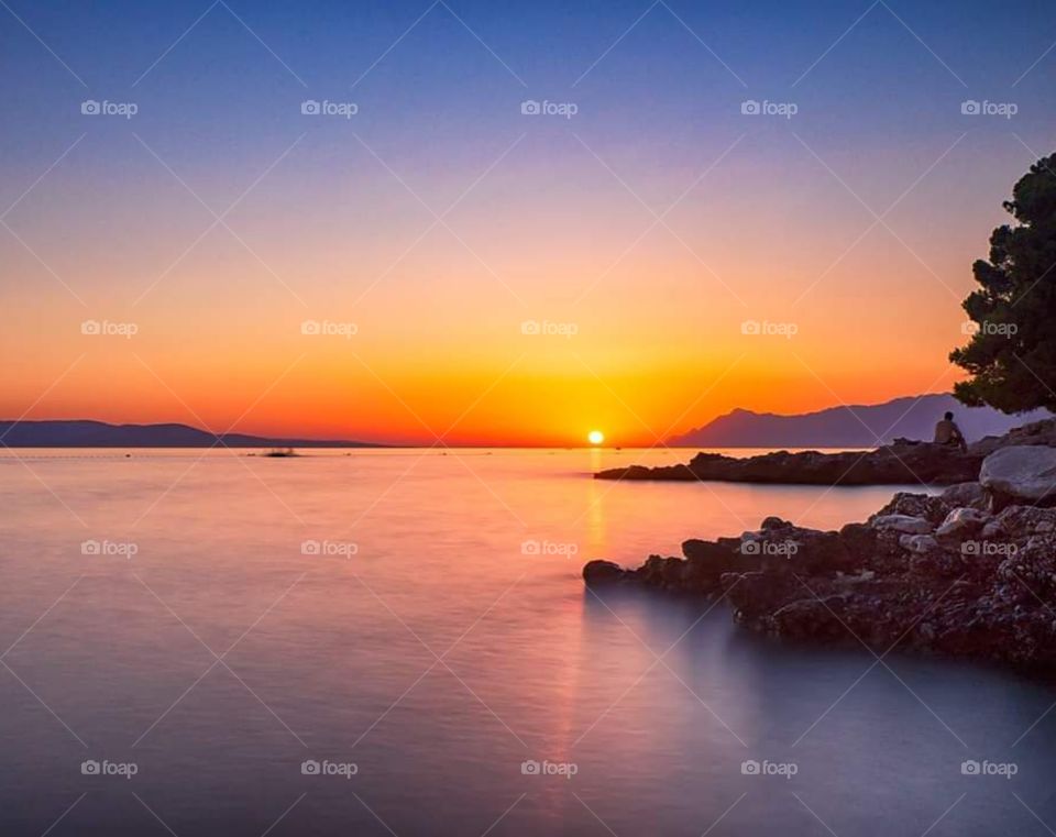 Makarska  sunset beach from to Croatia