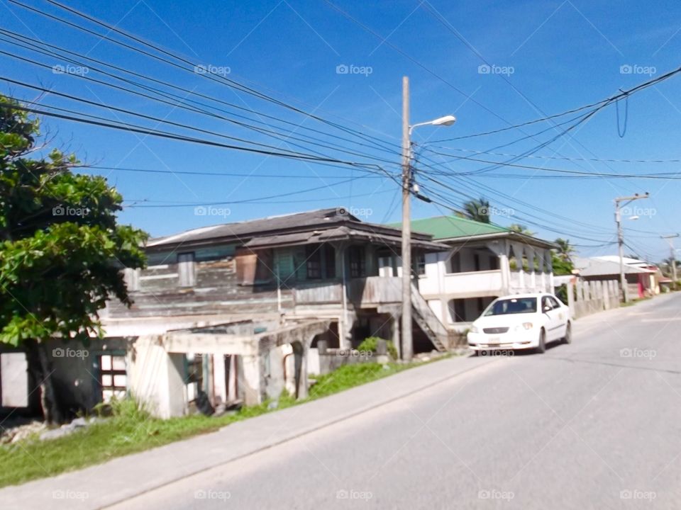 Picture from moving car traveling in Roatan Honduras  