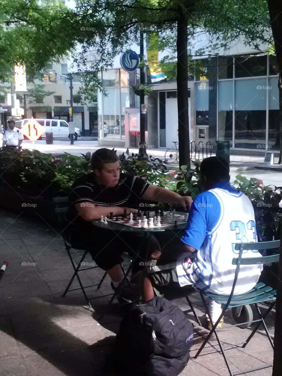 playing chess in the city