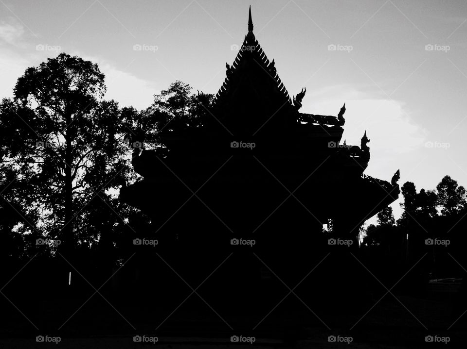 Thai Buddha Temple silhouette.