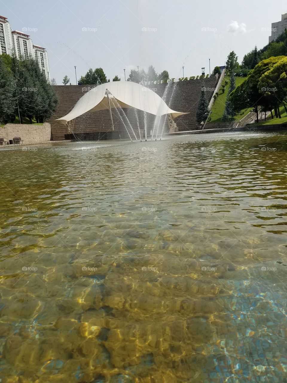 water fountain and pool in front of a concert venue in the dikman vadesi park in Ankara Turkey