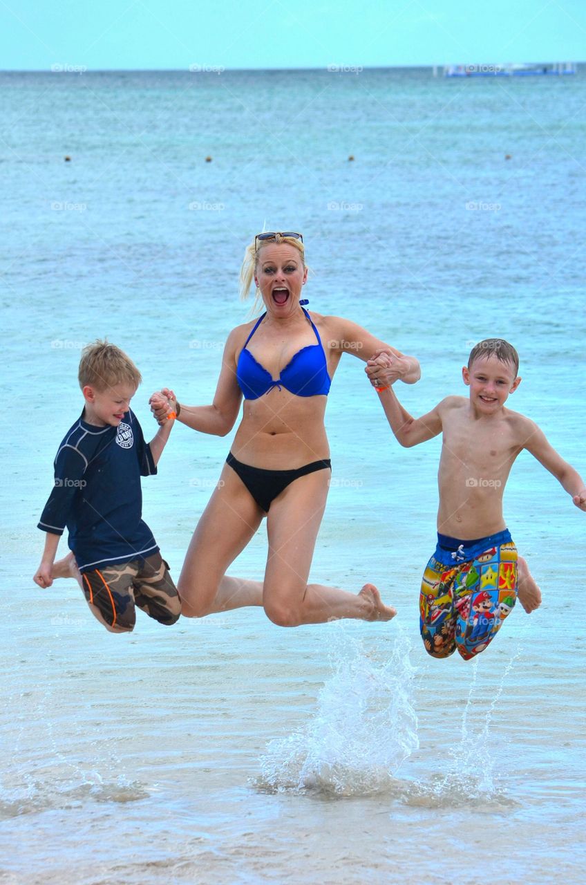 Mother enjoying with her son