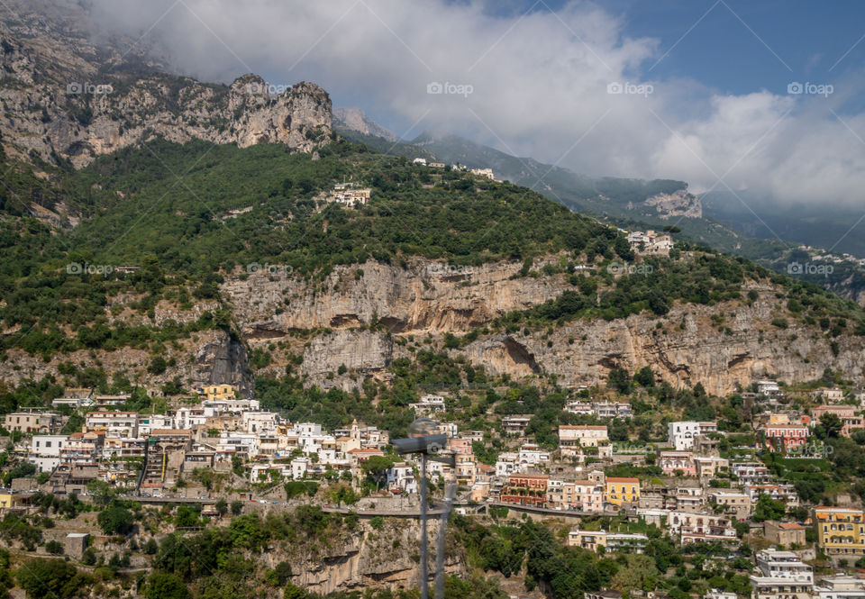 Positano on the Amalfi Coast. Scenic view of Positano on the Amalfi coast in Italy