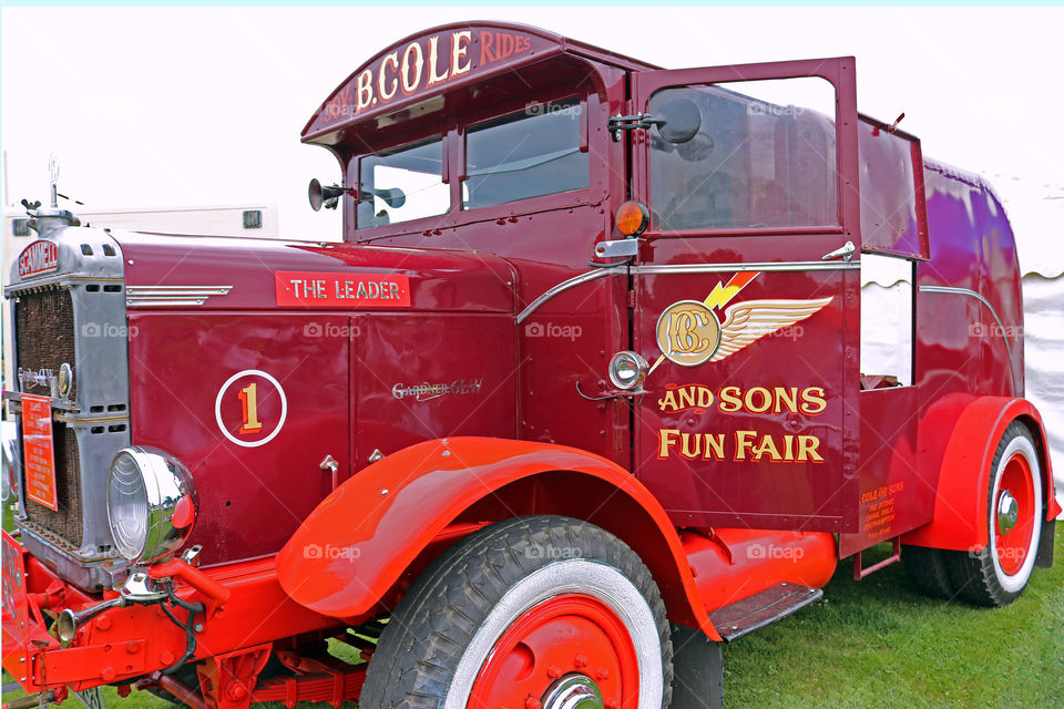B.Cole and Sons Fun Fair Truck 'The Leader' built in 1932 by Scammel Lorries LTD. Between 1939-1944 it hauled timber for the war effort.
