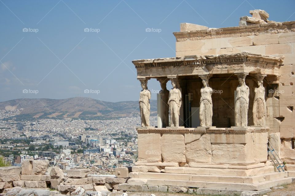 Ancient Greek temple overlooking Athens
