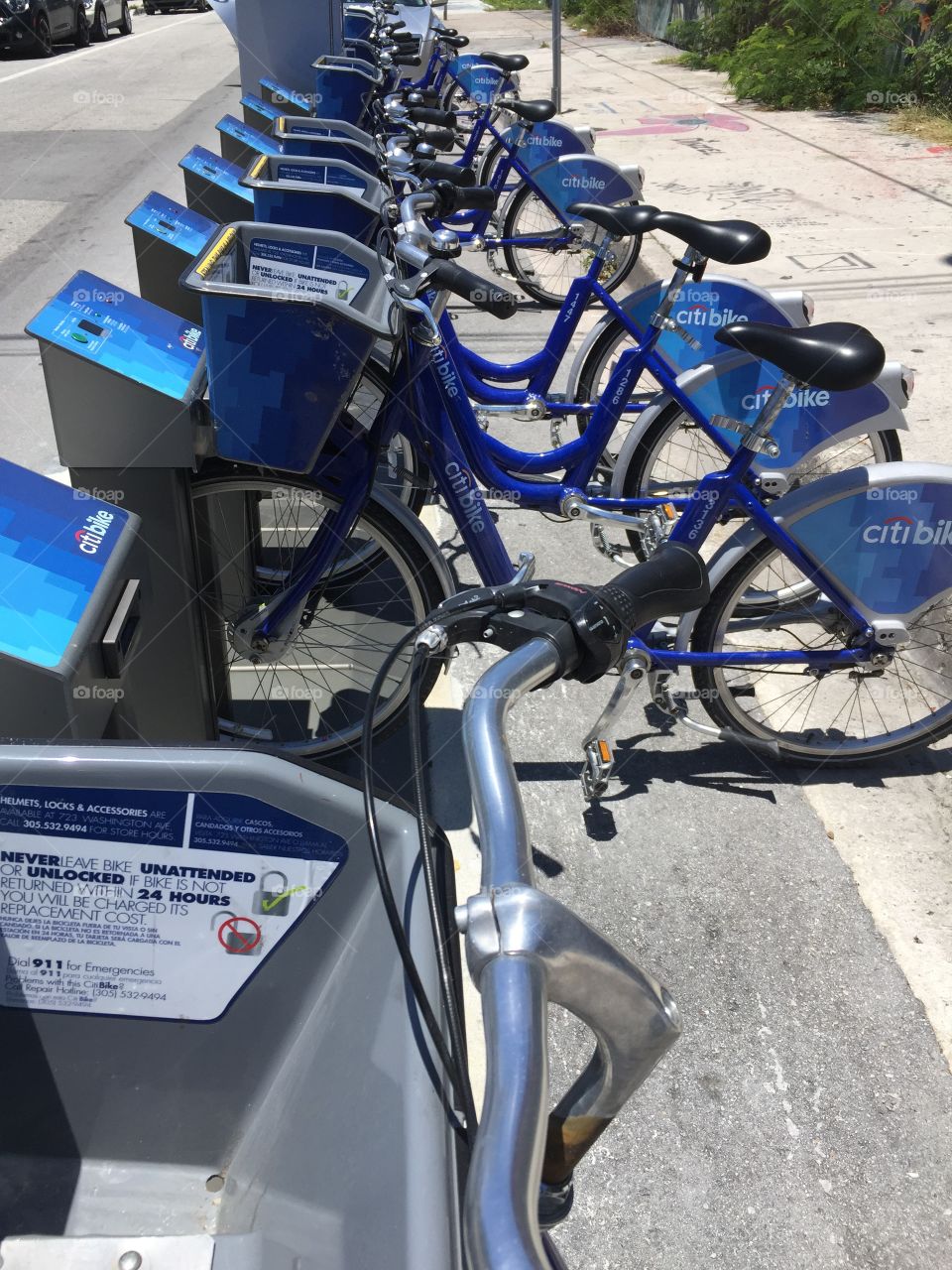 Bicycles . Bicycles for rent on the street, Midtown Miami, Florida 