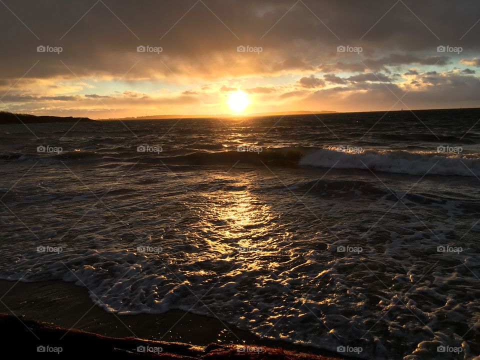 Reflection of sun at sea