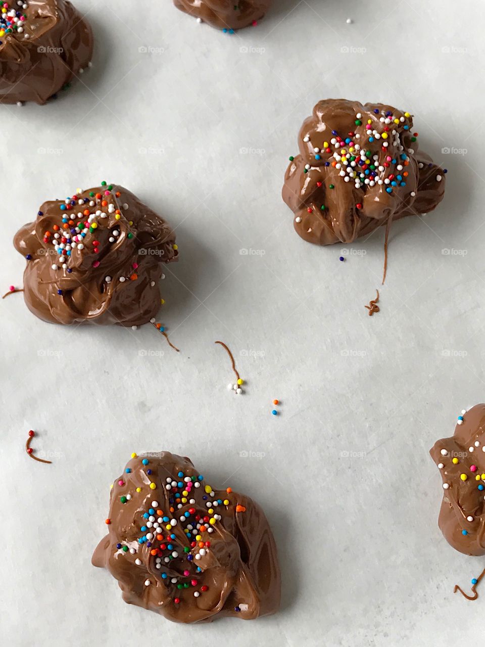 Chocolate nut candy on parchment