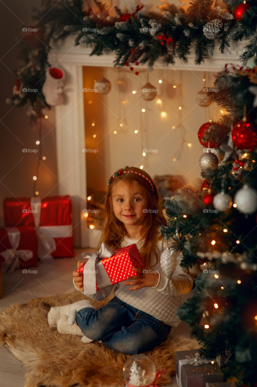 Cute little Girl at Christmas Eve 