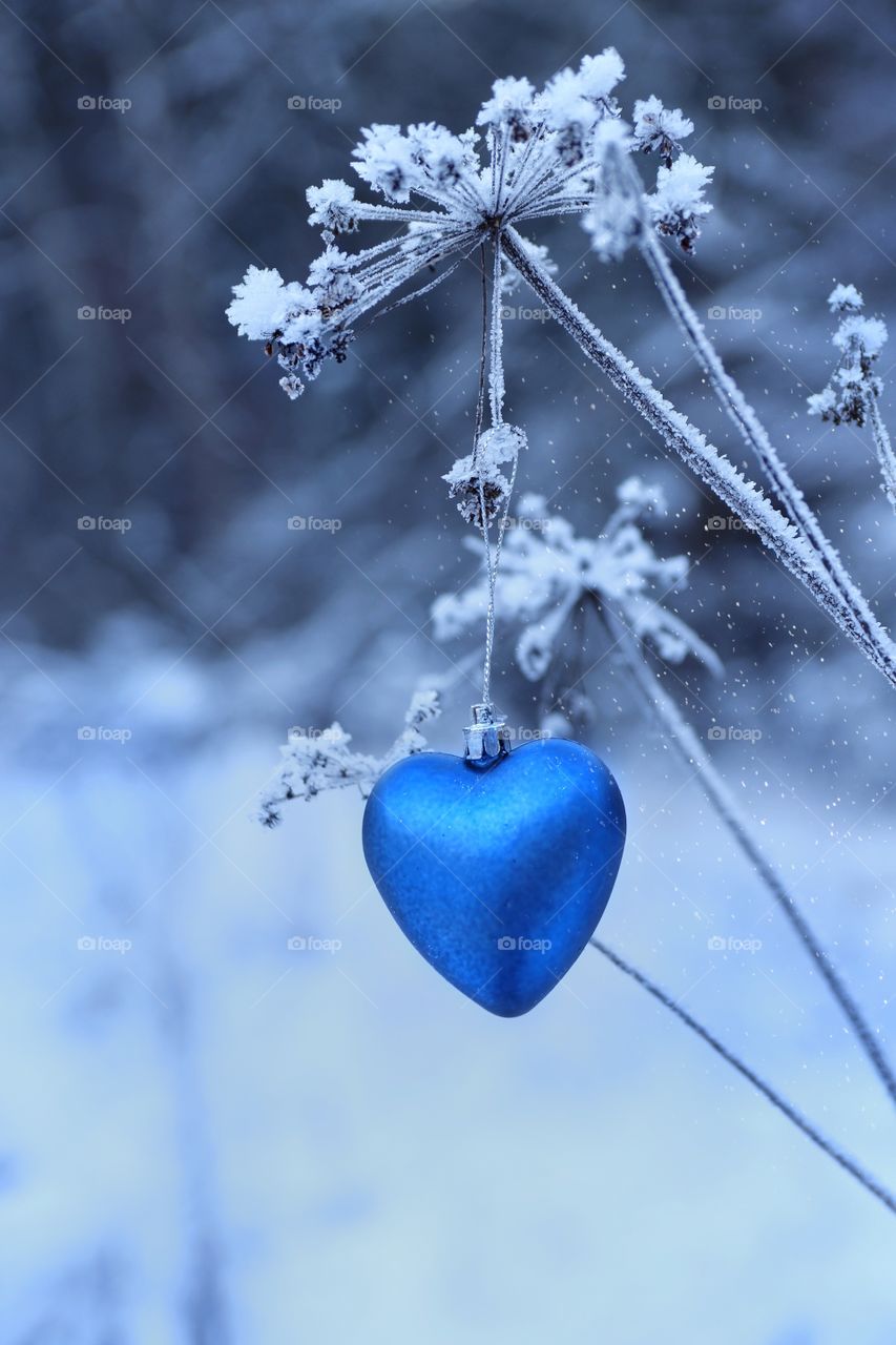 Winter blue heart decoration