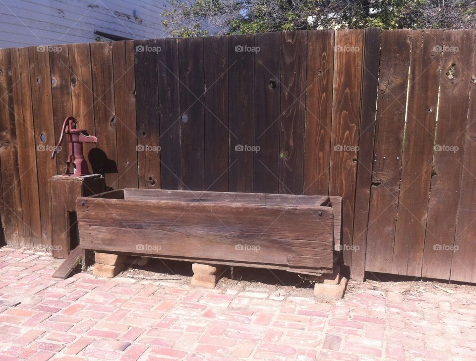 an old water trough at San Jose History Park.