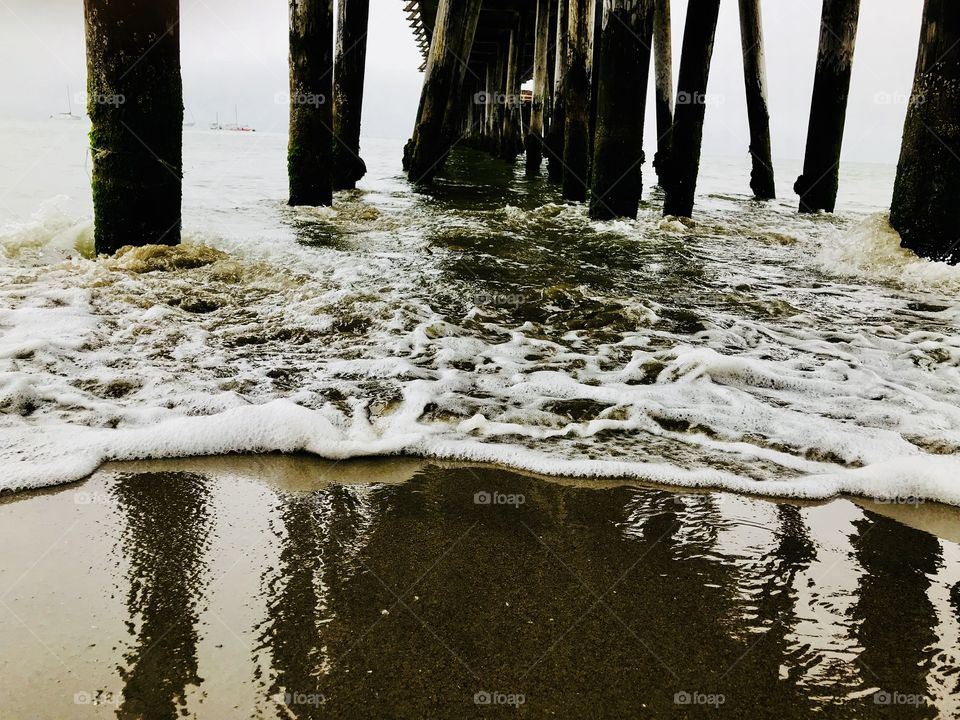 Under the wharf salty water 