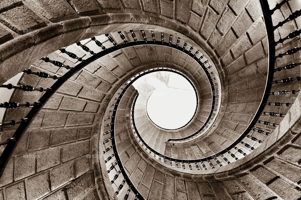 Spiral staircase. Triple spiral staircase, Museo do Pobo Galego, Santiago de Compostela, Spain